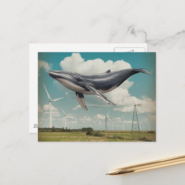 Flying Whale Windmill Energy Postcard (Front/Back In Situ)