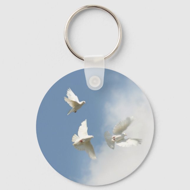 Flying white doves keychain (Front)