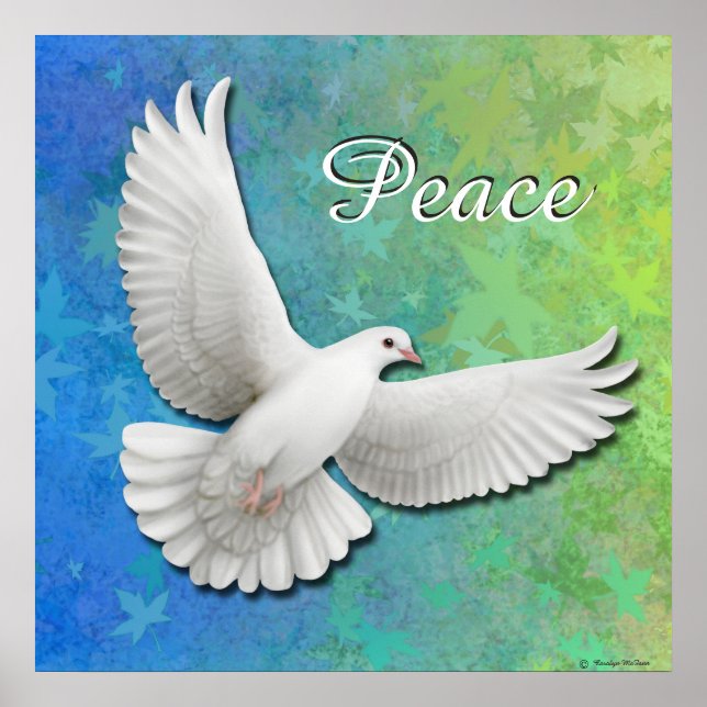 Flying White Peace Dove Print (Front)