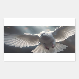 Flying White Peace Dove Rectangular Sticker