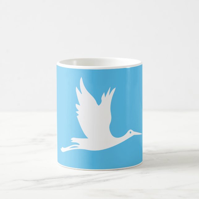 Flying white stork coffee mug (Center)
