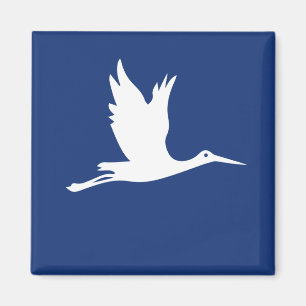 Flying white stork magnet