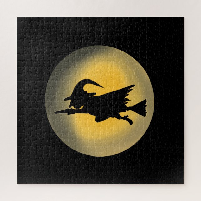 Flying Wicked Witch Silhouette Jigsaw Puzzle (Vertical)