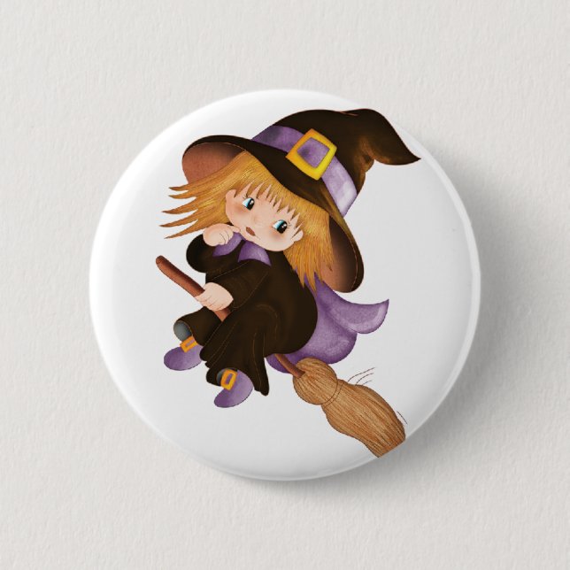 Flying Witch 6 Cm Round Badge (Front)
