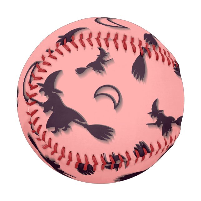 Flying witch among half moon at Halloween night 3D Baseball (Front Left)