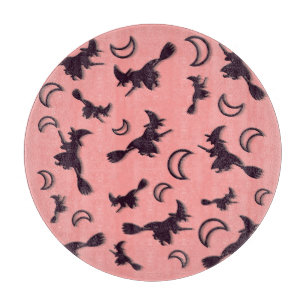 Flying witch among half moon at Halloween night 3D Cutting Board