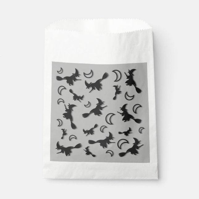 Flying witch among half moon at Halloween night 3D Favour Bag (Front)