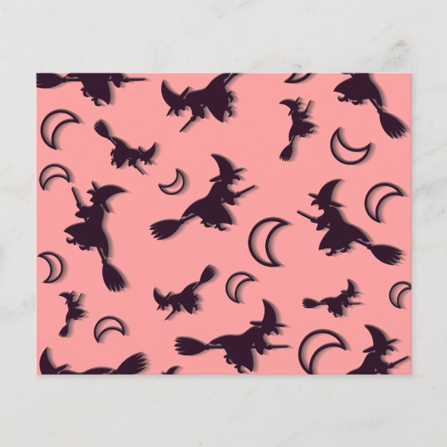 Flying witch among half moon at Halloween night 3D Flyer (Front)