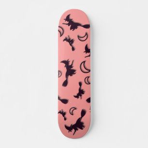 Flying witch among half moon at Halloween night 3D Skateboard