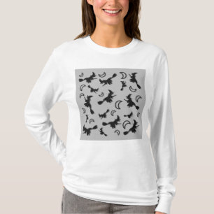 Flying witch among half moon at Halloween night 3D T-Shirt