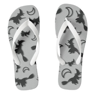 Flying witch among half moon at Halloween night 3D Thongs