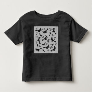 Flying witch among half moon at Halloween night 3D Toddler T-Shirt