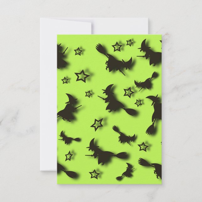 Flying witch among stars at Halloween night 3D  (Front)