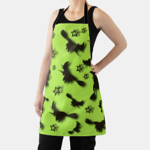 Flying witch among stars at Halloween night 3D Apron