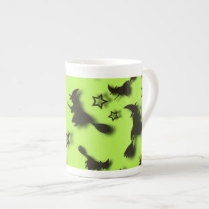Flying witch among stars at Halloween night 3D  Bone China Mug