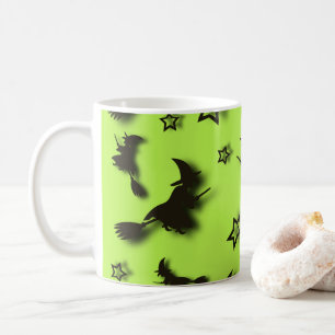 Flying witch among stars at Halloween night 3D Coffee Mug