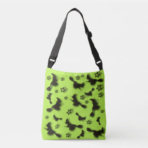 Flying witch among stars at Halloween night 3D  Crossbody Bag