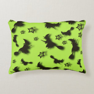 Flying witch among stars at Halloween night 3D  Decorative Cushion