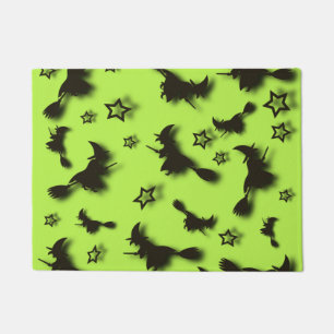 Flying witch among stars at Halloween night 3D Doormat