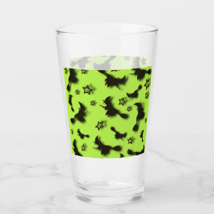 Flying witch among stars at Halloween night 3D  Glass