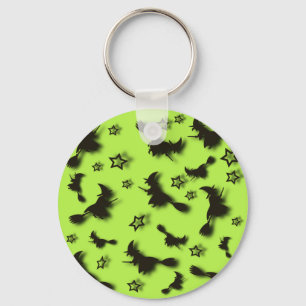 Flying witch among stars at Halloween night 3D  Key Ring