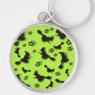 Flying witch among stars at Halloween night 3D Key Ring