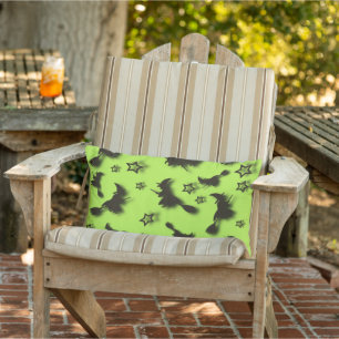Flying witch among stars at Halloween night 3D Lumbar Cushion