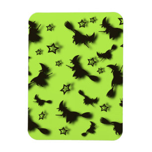 Flying witch among stars at Halloween night 3D Magnet