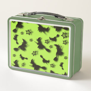 Flying witch among stars at Halloween night 3D Metal Lunch Box