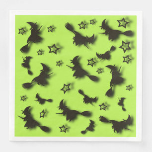 Flying witch among stars at Halloween night 3D  Napkin