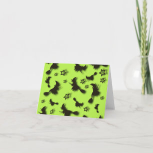 Flying witch among stars at Halloween night 3D Note Card