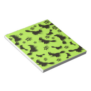 Flying witch among stars at Halloween night 3D Notepad