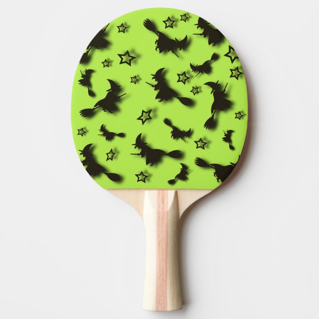 Flying witch among stars at Halloween night 3D Ping Pong Paddle (Front)