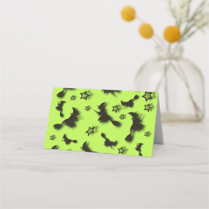 Flying witch among stars at Halloween night 3D  Place Card
