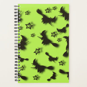 Flying witch among stars at Halloween night 3D Planner