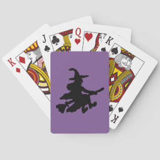 Flying Witch Black on Purple Playing Cards