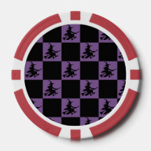 Flying Witch Black & Purple Chequered Poker Chips