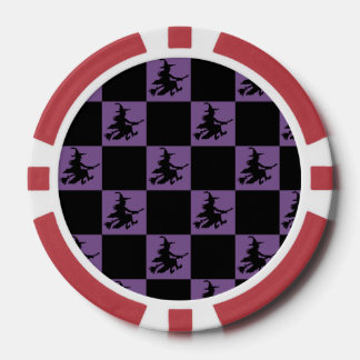 Flying Witch Black & Purple Chequered Poker Chips