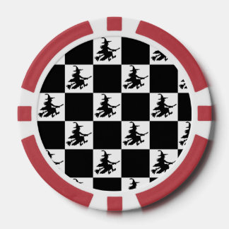 Flying Witch Black & White Chequered Poker Chips
