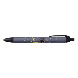 Flying Witch Cat Black Ink Pen