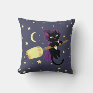 Flying Witch Cat Cushion