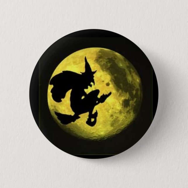 Flying Witch Halloween Button (Front)