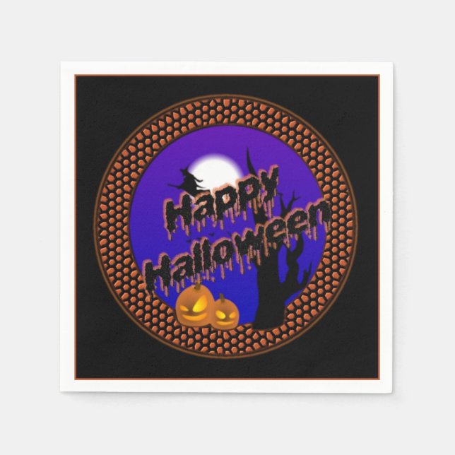 Flying Witch Halloween Napkins (Front)