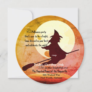 flying witch Halloween no 3 Invitation