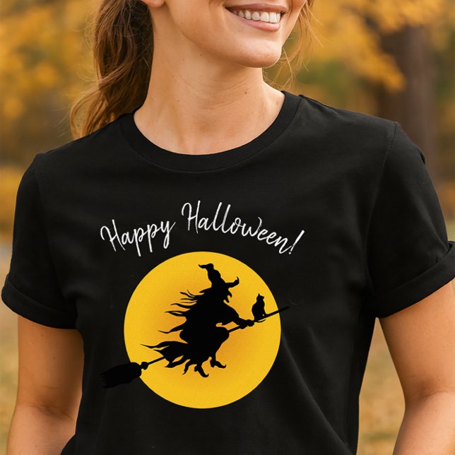 Flying Witch Halloween T-Shirt (Flying Witch Silhouette Shirt for Halloween)