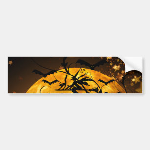Flying Witch Harvest Moon Bats Halloween Gifts Bumper Sticker