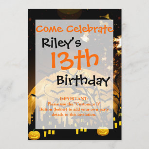 Flying Witch Harvest Moon Bats Halloween Gifts Invitation