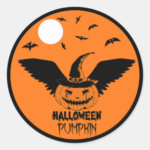 Flying Witch Hat Pumpkin Sticker