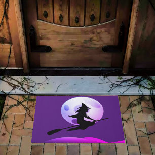 Flying Witch in purple Doormat