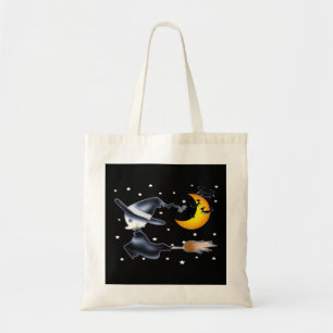 Flying Witch on Halloween Night Tote Bag